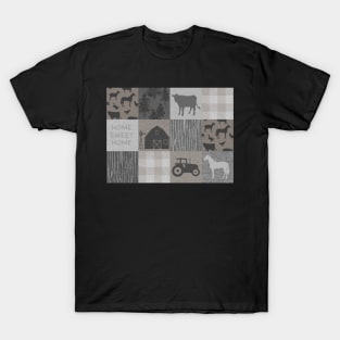 Home Sweet Home Farm Patchwork- Beige/taupe T-Shirt